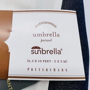 Pottery Barn Navy & White Striped Rectangular Umbrella Size 6.5 X 10 Feet NWT